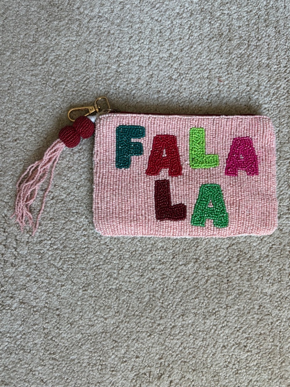 beaded bag FA LA LA India Handmade tassel travel pouch